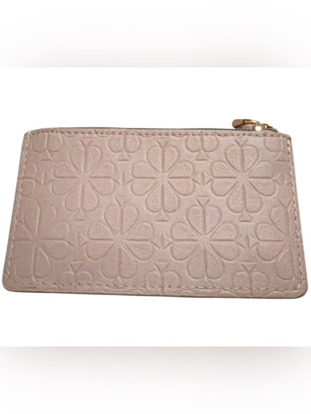 kate spade pale pink embossed coin purse/cardholder with gold logo - Picture 2 of 3